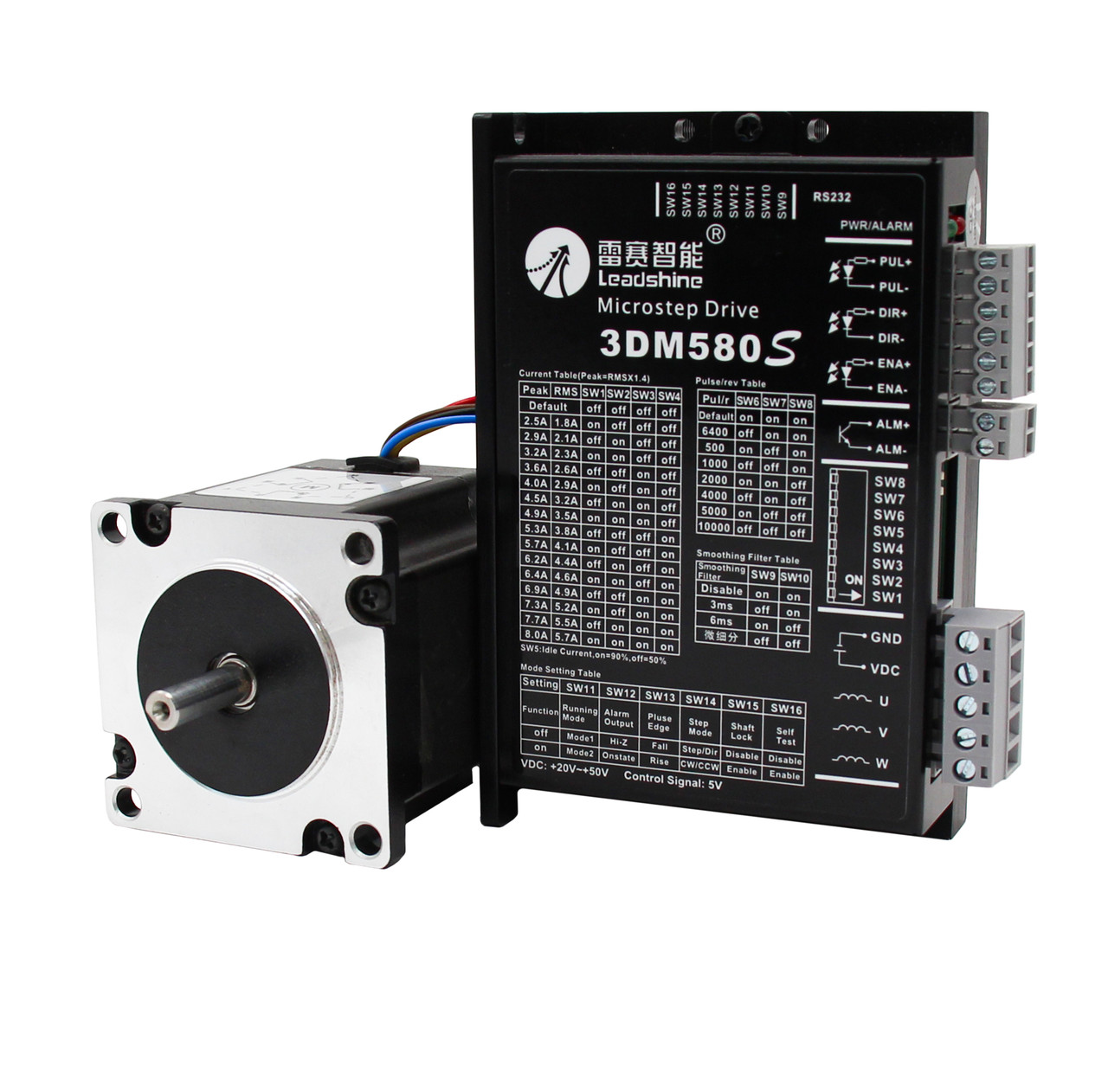 Кроковий привод трифазний комплектний Leadshine 3DM580S + 573S09 (NEMA 23, 0.9 Нм, 3.5 А, 1.2°)