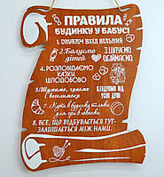 Декоративный постер на стену Правила дома у бабушки терракотовые