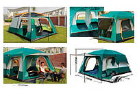 Палатка 3х(6ти) местная, "DrunkCarp"(зеленая)с тамбуром и тентом, для пикника 320*220*195  ax-1219