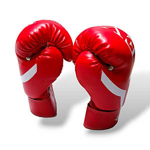 Боксерські рукавички LEV SPORT 10 oz шкірзам, манжета 8 см червоні
