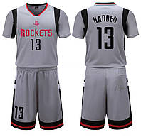 Серая баскетбольная форма Харден Хьюстон Рокетс футболка+шорты Harden Houston Rockets