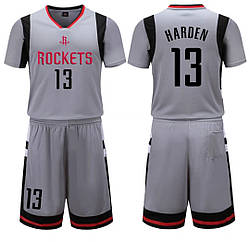 Сіра баскетбольна форма Харден Х'юстон Рокетс футболка + шорти Harden Houston Rockets