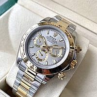 Механические часы Rolex Daytona Silver Gold AAA мужские с автоподзаводом на стальном браслете ремешке