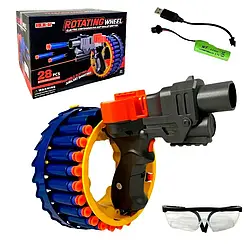 Пістолет бластер KB113, акумулятор 3.7V, м'які патрони, лазер, окуляри