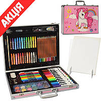Набор для рисования с мольбертом в чемодане 4537-1 Детский набор для творчества с карандашами фломастерами Emr