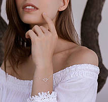 Жіночий срібний браслет "Сердечко" покритий родієм