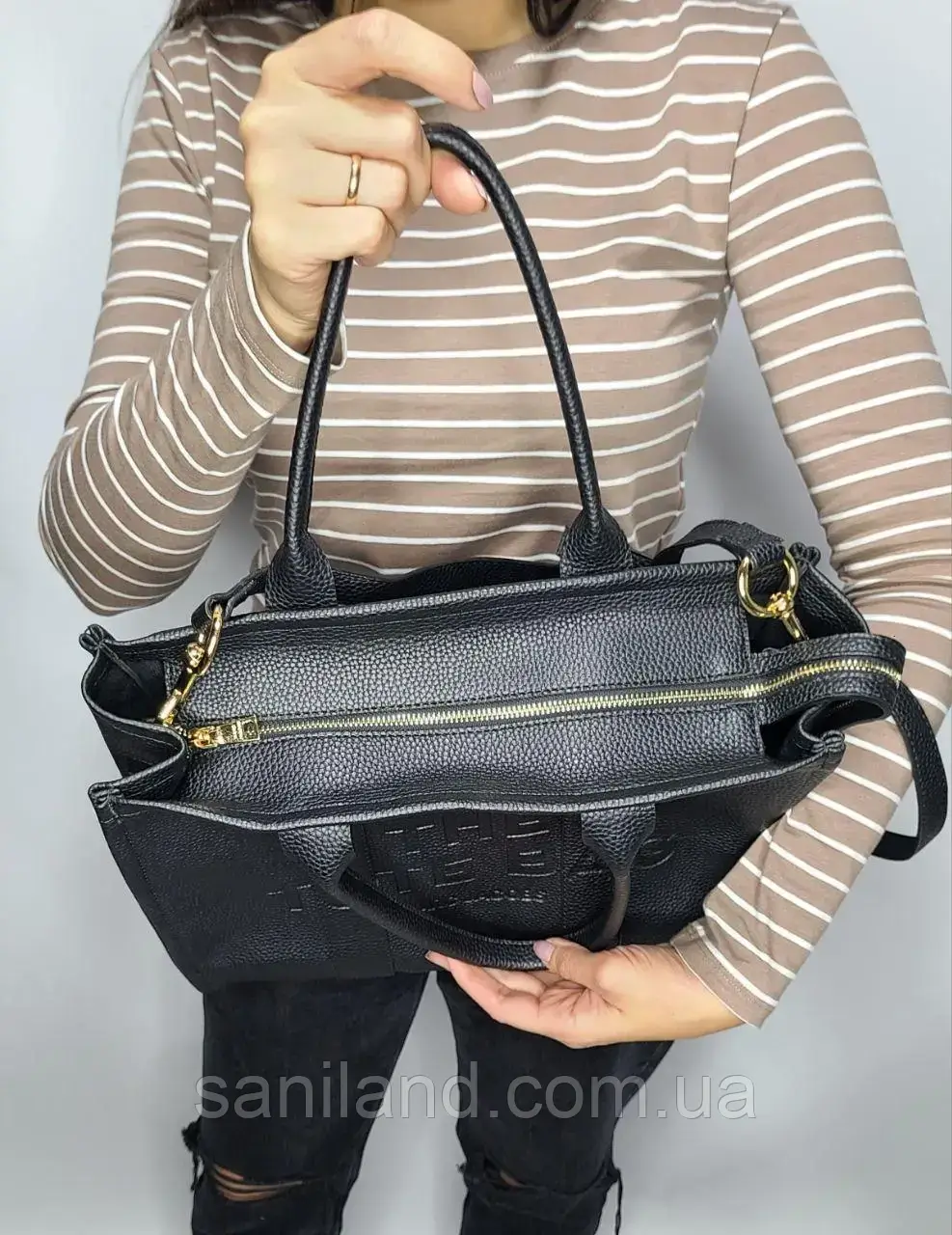 Женская сумка тоут чёрная шоппер Marc Jacobs The Tote Bag Total Black, модные вместительные сумочки - фото 8 - id-p1901700320