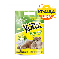 Силікагелевий наповнювач для котячого туалету Kotix Green Apple 3.5 кг. Котячий наповнювач для лотка