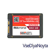 Жесткий диск 2.5" SSD 480Gb Mibrand Spider Series, MI2.5SSD/SP480GB, 3D TLC, SATA-III 6Gb/s, зап/чт. -