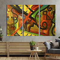 Модульная картина триптих на холсте KIL Art Абстрактная картина маслом 156x100 см (8-31)