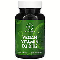 Витамины Д3 и K2 для веганов, Vegan Vitamin D3 & K2, MRM, 60 растительных капсул