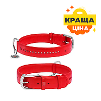 COLLAR Ошейник для собак кожаный WAUDOG Glamour с QR паспортом, двойной со стразами, Ш 20 мм, Дл 30-39 см,