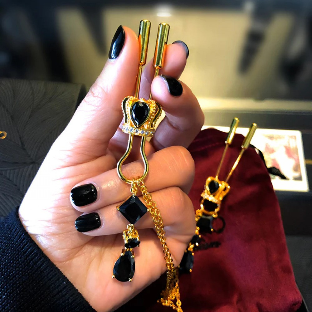 Затискачі для сосків UPKO на ланцюжку у вигляді корони з підвісками 18+, фото 1