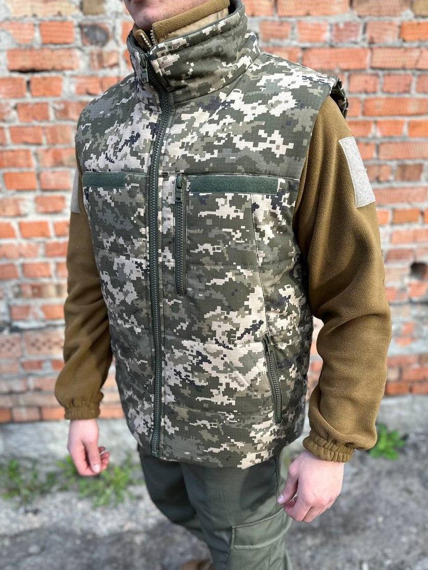 Жилетка мужская на флисе. Безрукавка военная пиксель теплая. 46 (ID ...