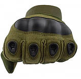 Зимові повнопалі рукавички із захистом кісточок на флісі оливкові 800100 - XL, фото 6