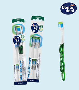 Мануальна зубна щітка Dontodent + змінні насадки середньої жорсткості 6 шт