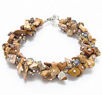 Жіночий браслет Мікс із натуральних каменів Яшма пейзажна