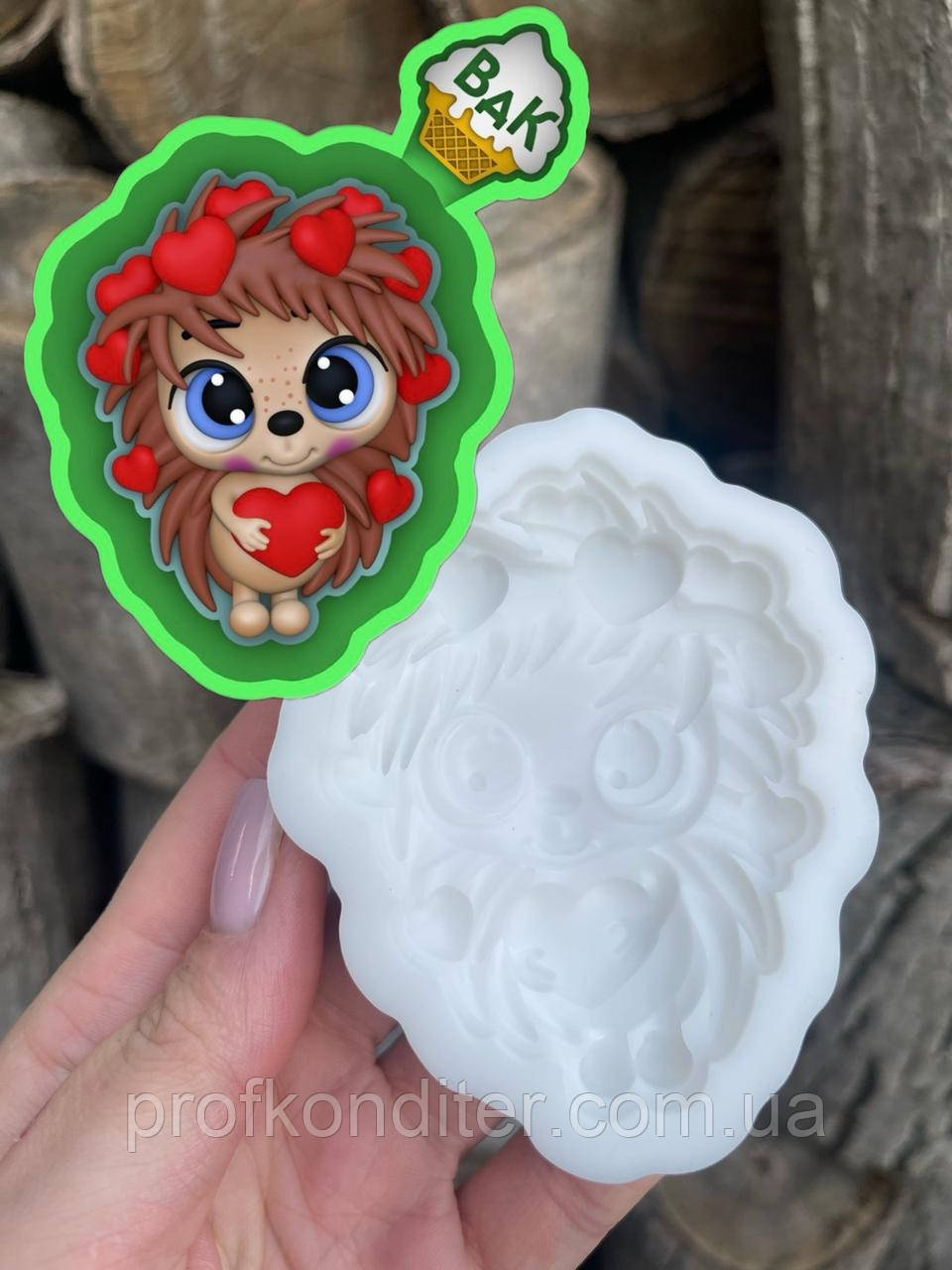 Ексклюзив! Силіконовий молд для шоколаду та ін "Їжачок з сердечками", фото 1