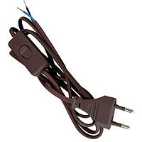 Вимикач для світильників(бра) з кабелем та вилкою Lemanso LMA017, 1,9м коричневий