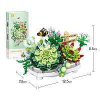 3D конструктор-набір будівельних блоків LOZ 1660 — постійна квітка сукуленти в горщику 389 деталей пластиковий, фото 4