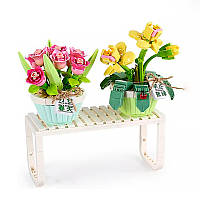 3D конструктор-набір будівельних блоків LOZ 1673 мініроза тюльпан у горщику 409 деталей пластиковий, фото 2