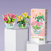 3D конструктор-набір будівельних блоків LOZ 1673 мініроза тюльпан у горщику 409 деталей пластиковий, фото 4