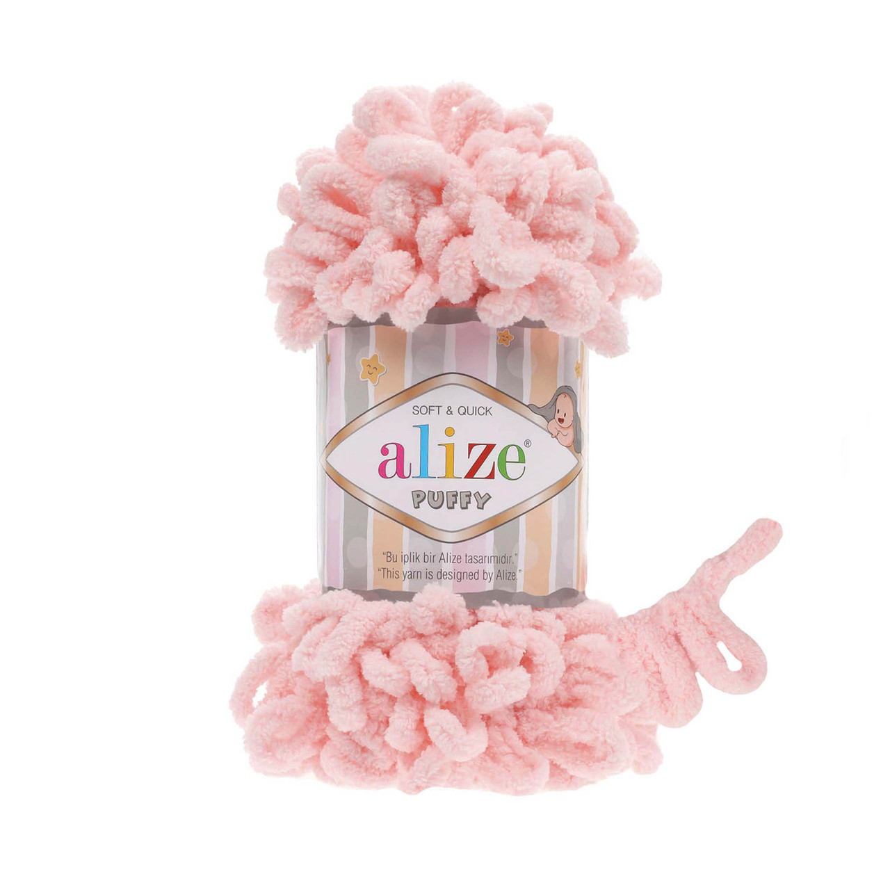 Пряжа плюшева Alize Puffy (Алізе Пуффі), Ніжна пудра №340, 100гр., 9м., нитки для в'язання