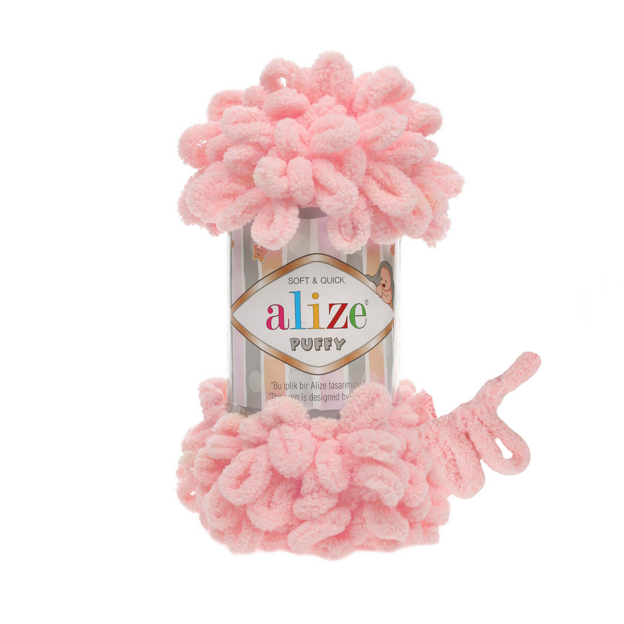 Пряжа плюшева Alize Puffy (Алізе Пуффі), Півонія рожева №638, 100гр., 9м., нитки для в'язання