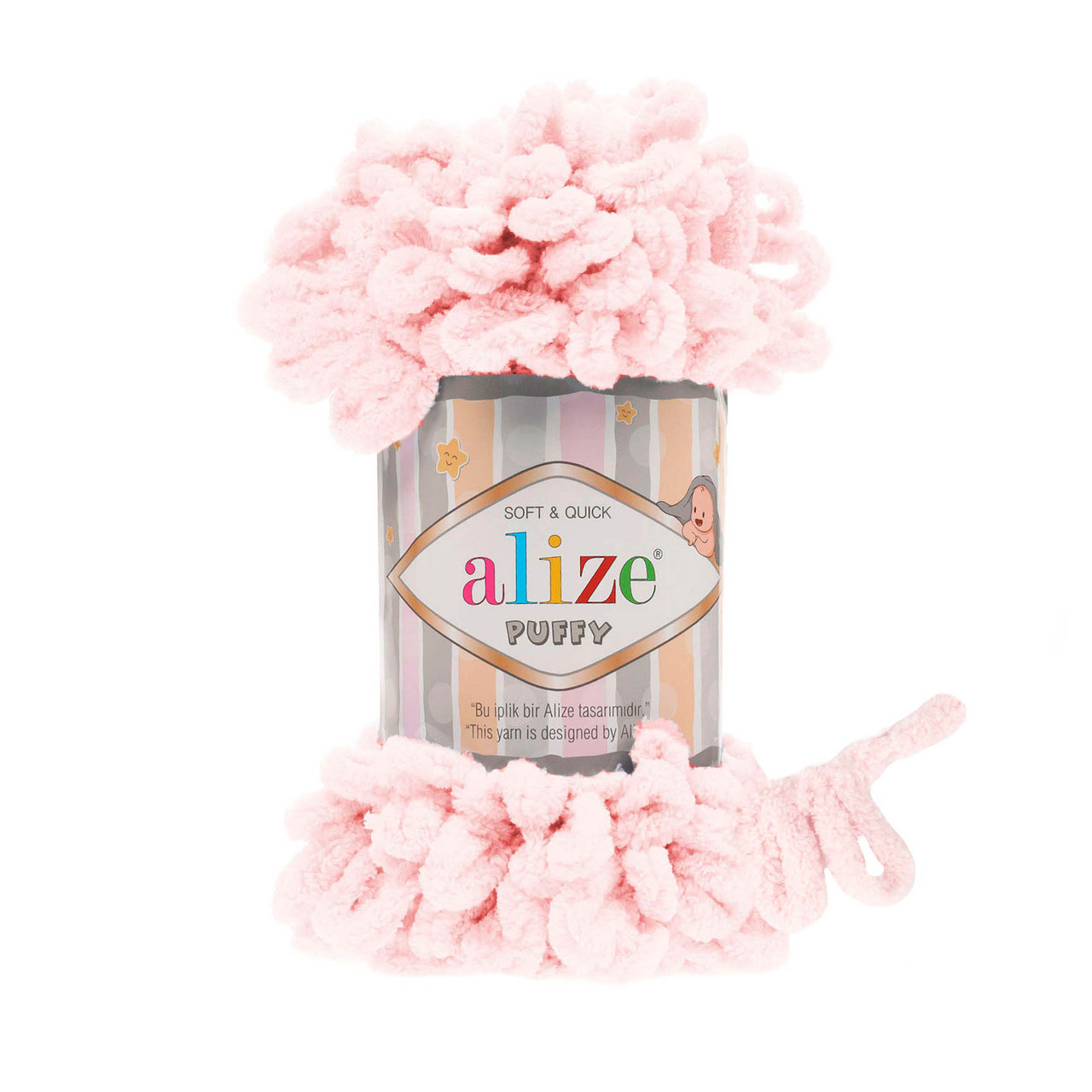 Пряжа плюшева Alize Puffy (Алізе Пуффі), Кристал рожевий №639, 100гр., 9м., нитки для в'язання