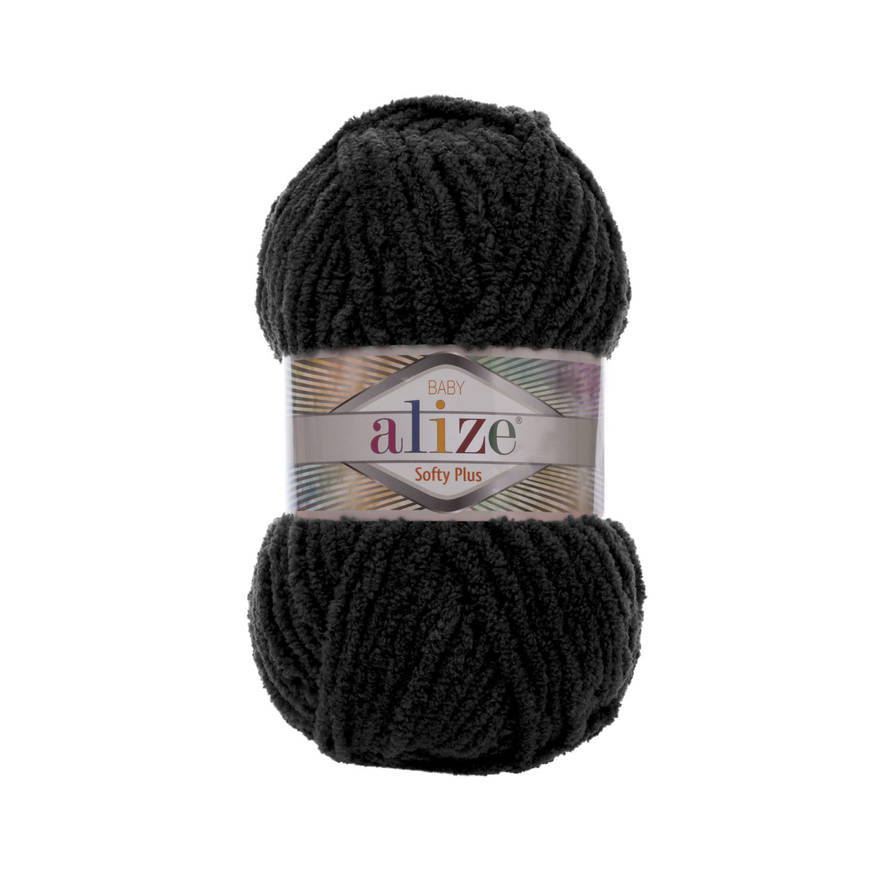 Пряжа плюшева Alize Softy Plus (Алізе Софтлі Плюс), Чорний №60, 100гр., 120м., нитки для в'язання