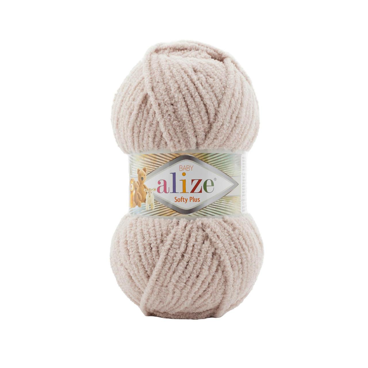 Пряжа плюшева Alize Softy Plus (Алізе Софтлі Плюс), Бежевий №879, 100гр., 120м. нитки для в'язання