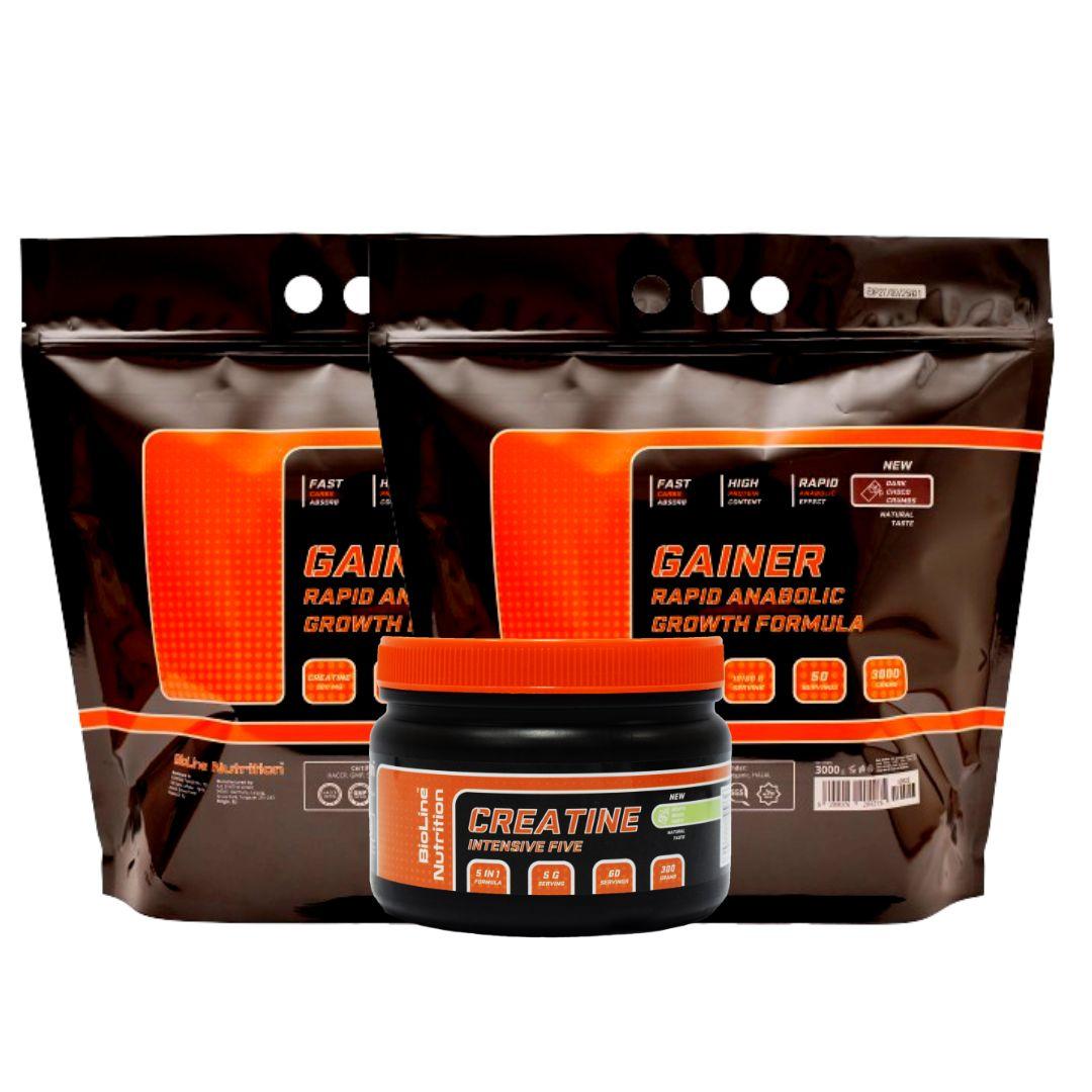 АКЦІЯ! Набір на масу "Гейнер PRO+" 6 кг гейнеру + Креатин(BIOLINE). Шоколад, фото 1