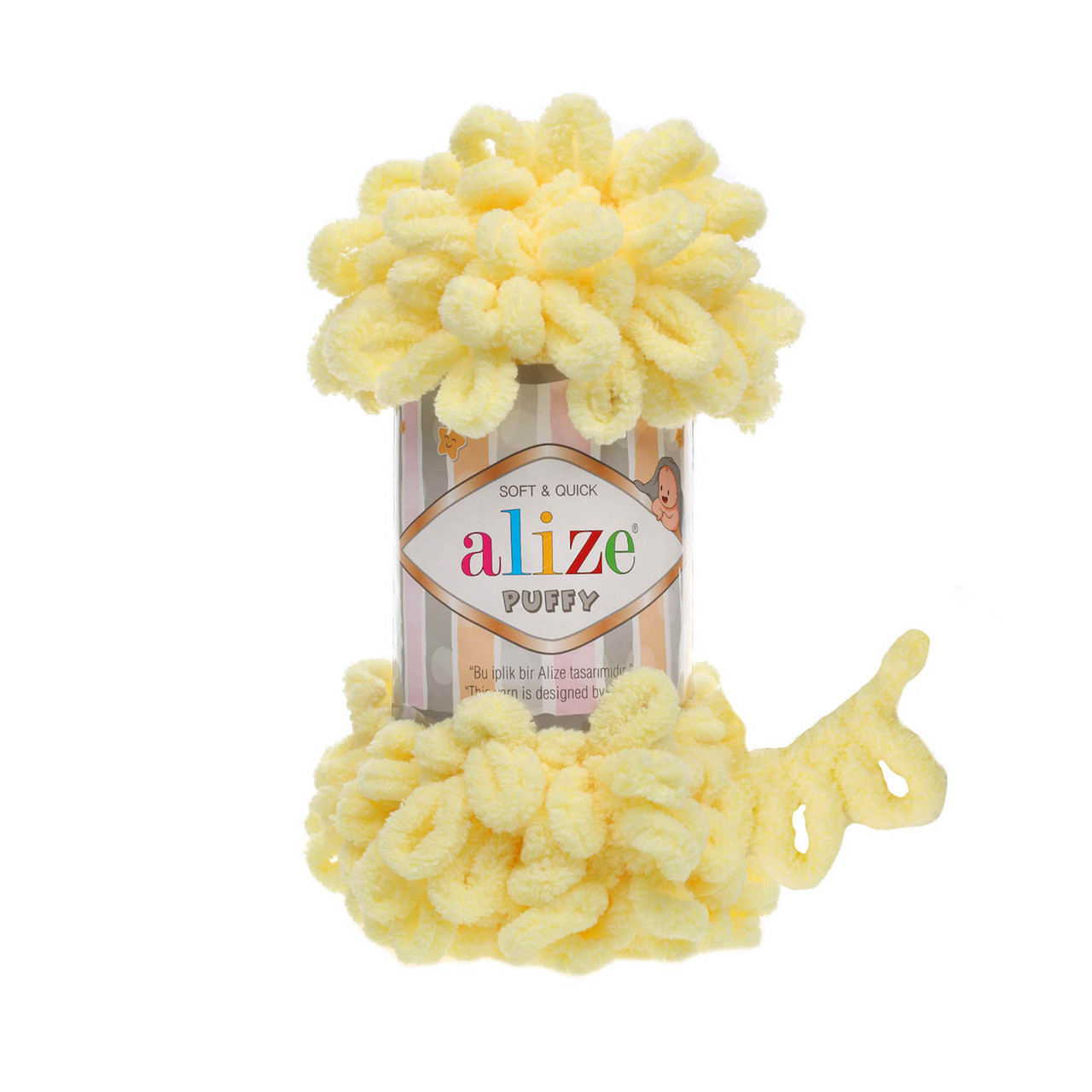 Пряжа плюшева Alize Puffy (Алізе Пуффі), Банановий шейк №13, 100гр., 9м., нитки для в'язання