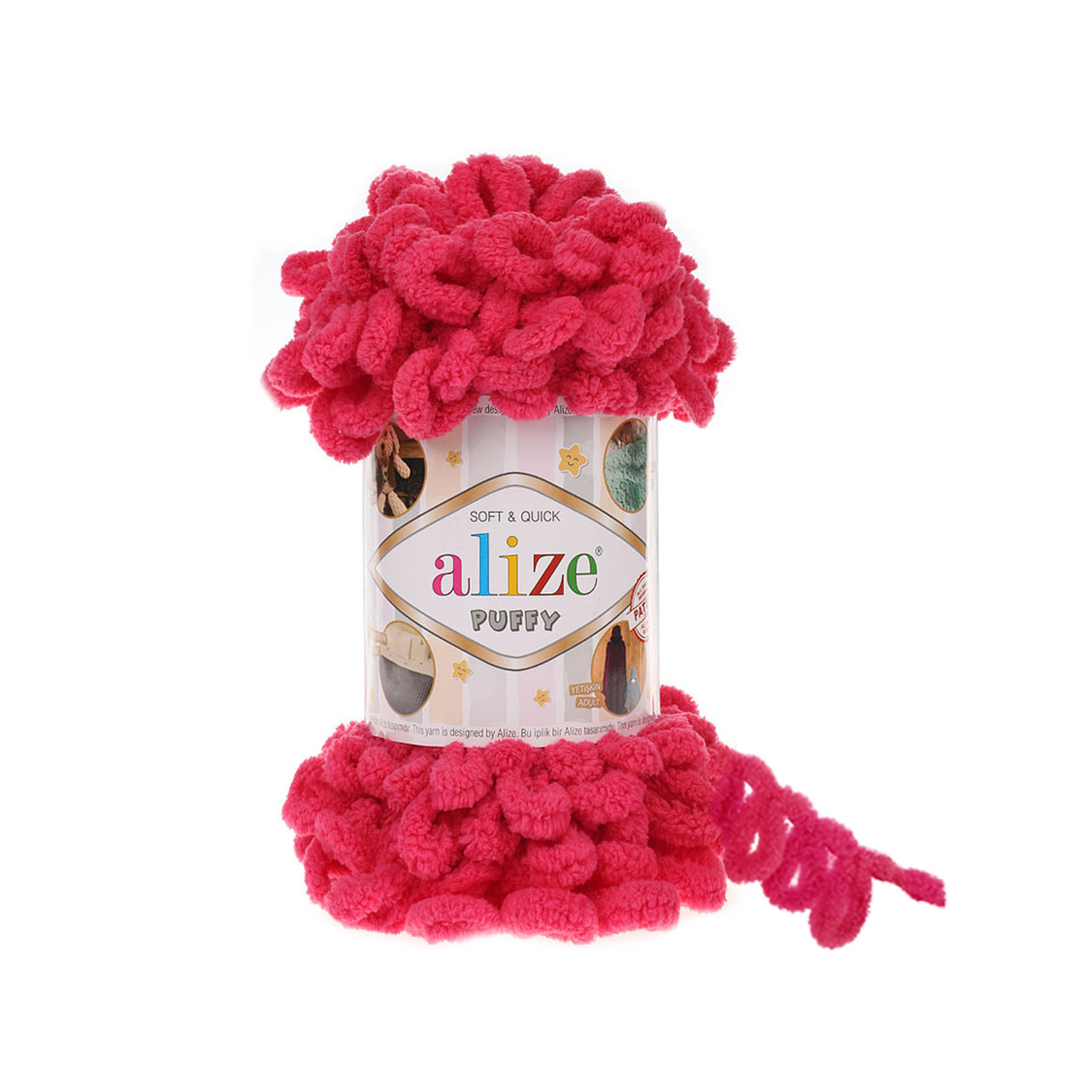 Пряжа плюшева Alize Puffi (Алізе Пуффі), Ягідний №149, 100гр., 9м., нитки для в'язання