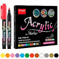 Набір акрилових маркерів Guangna GN7100 12 кольорів для малювання по склу тканини дерева металу кераміці