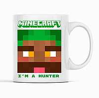 Білий чашка (кухоль) з оригінальним принтом онлайн ігри Minecraft "I'm a Hunter Minecraft  Майнкрафт"