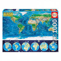 Пазл Educa неон - Карта мира 1000 элементов (6425233) - Топ Продаж!