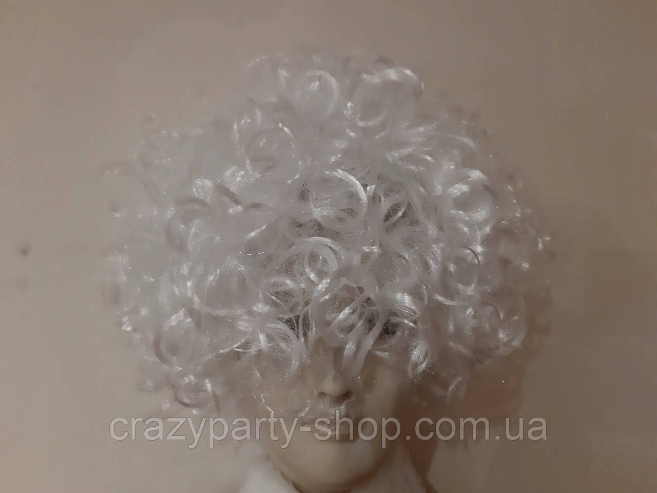 Карнавальний парик короткий кучерявий білий Ангела Санта Клауса, Діда Мороза, фото 1