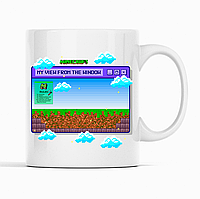 Білий чашка (кухоль) з оригінальним принтом онлайн ігри Minecraft "My View from the window Minecraft  Майнкрафт"