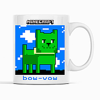 Білий чашка (кухоль) з оригінальним принтом онлайн ігри Minecraft "Собака Dog Bow-vow Minecraft  Майнкрафт"