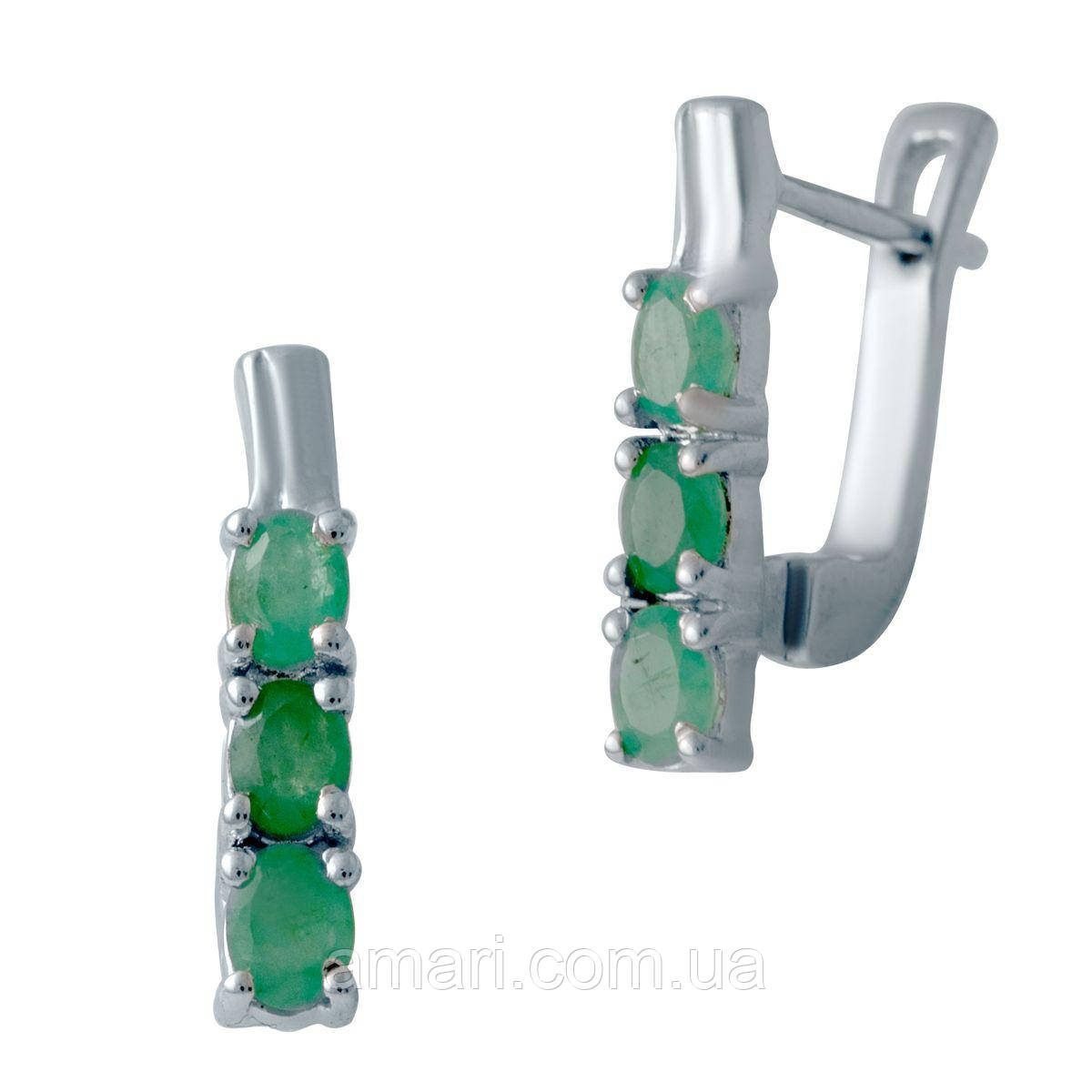 Срібні сережки Komilfo з натуральним смарагдом 1.133ct (2027683)