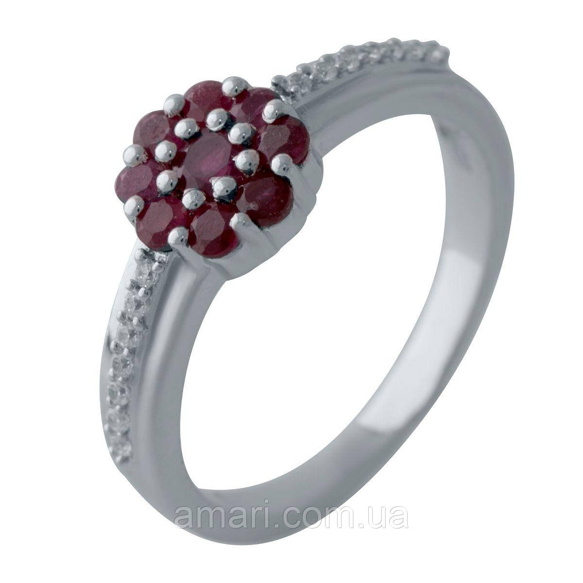 Срібне кільце Komilfo з натуральним рубіном 0.714ct, вага виробу 2,42 г (2027768) 16.5 розмір