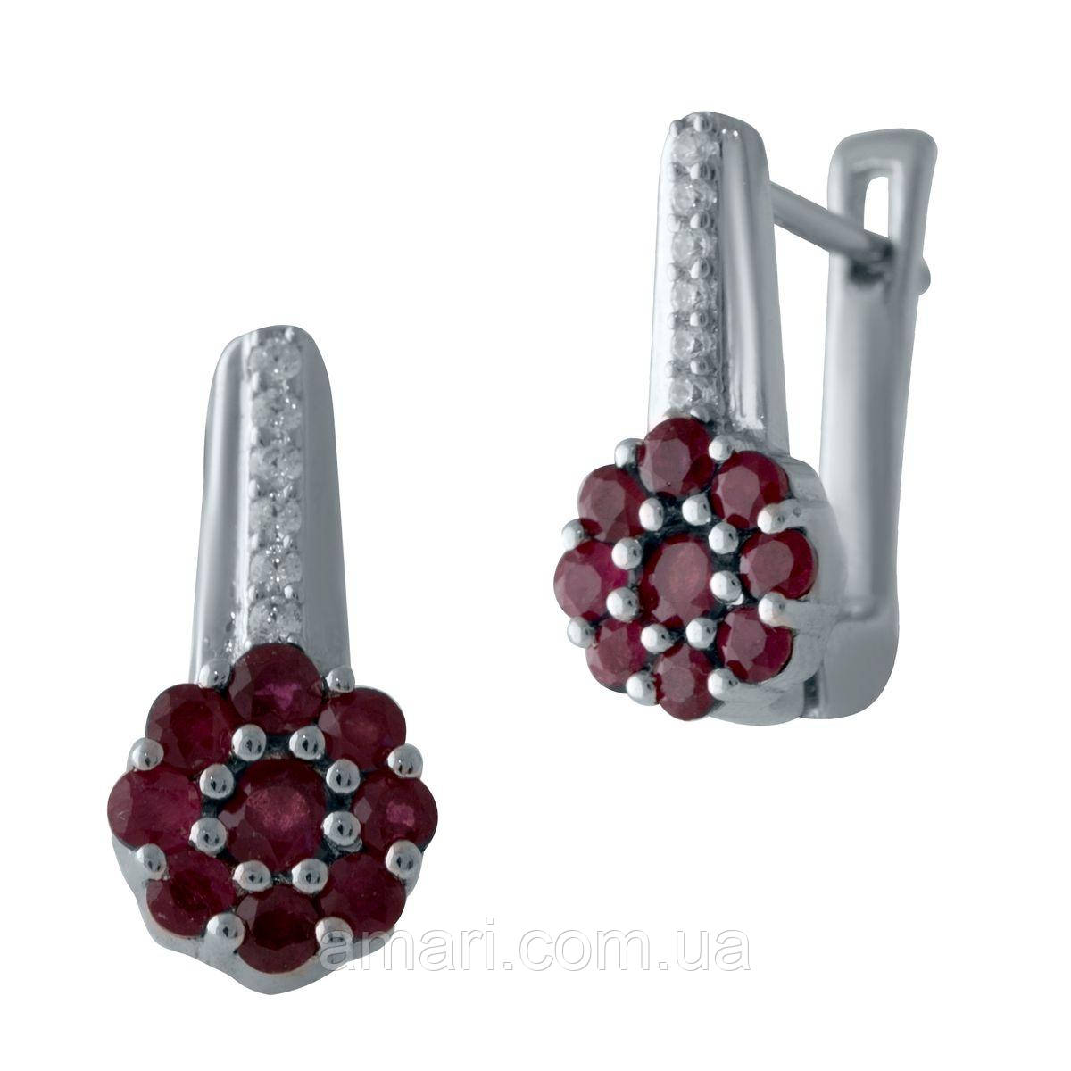 Срібні сережки Komilfo з натуральним рубіном 1.238ct (2027775)