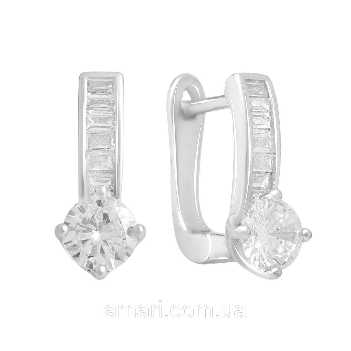Срібні сережки Komilfo з фіанітами (2138778), фото 1