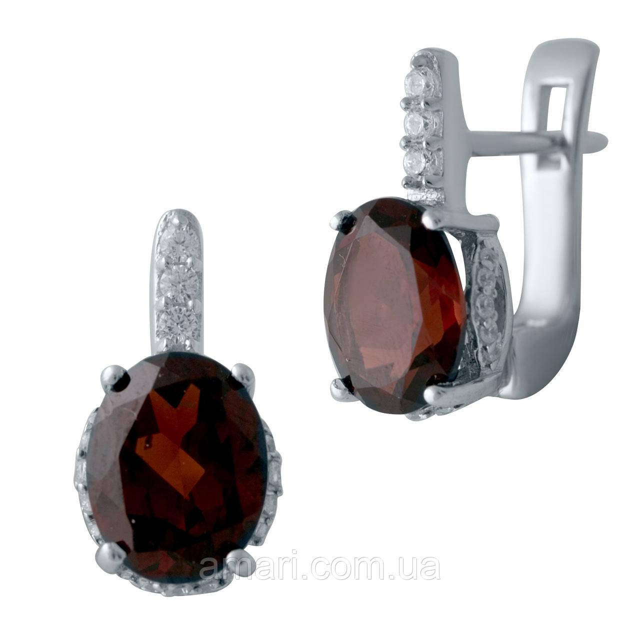 Срібні сережки Komilfo з натуральним гранатом 4.55ct (2035176)
