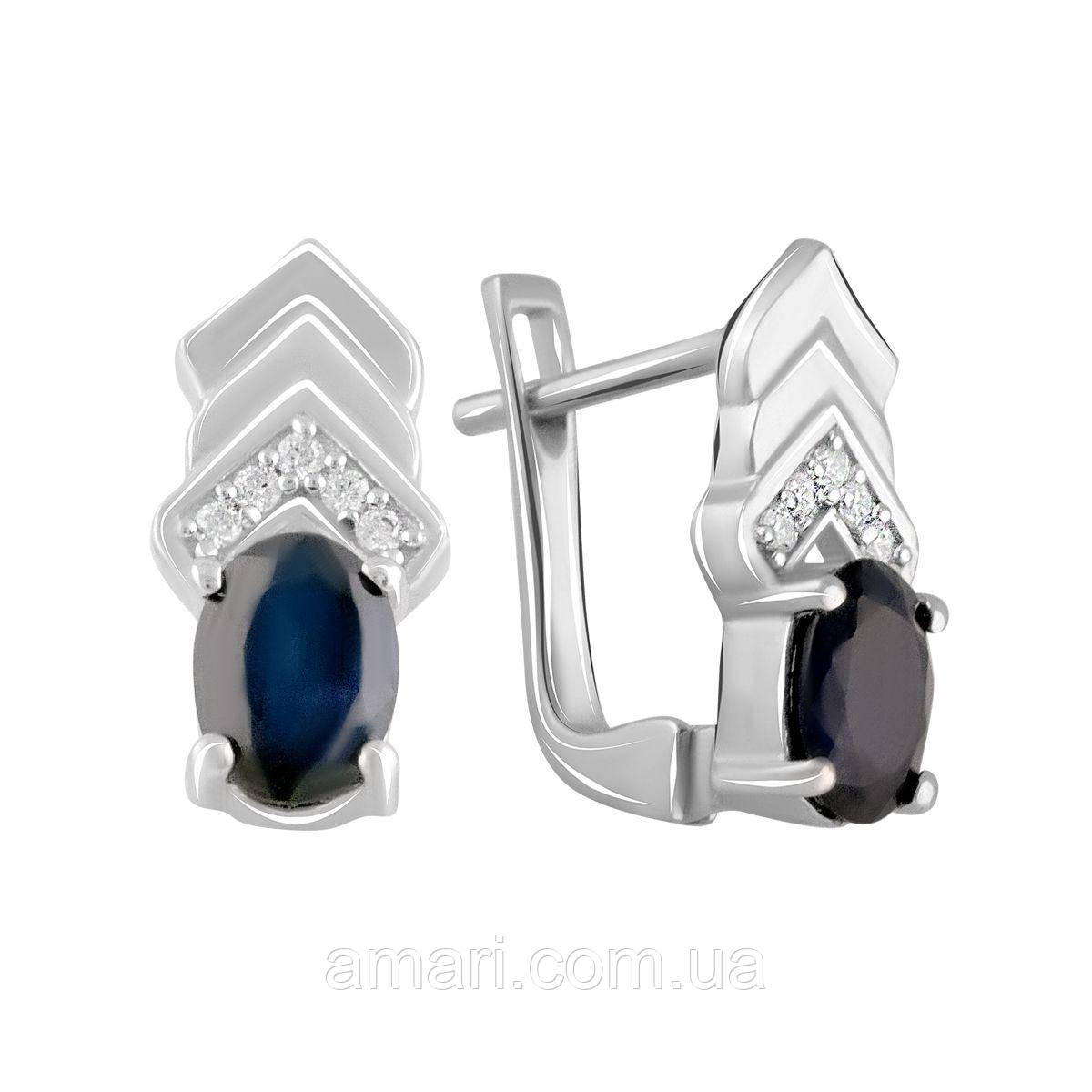Срібні сережки Komilfo з натуральним сапфіром 1.85ct (2103745)