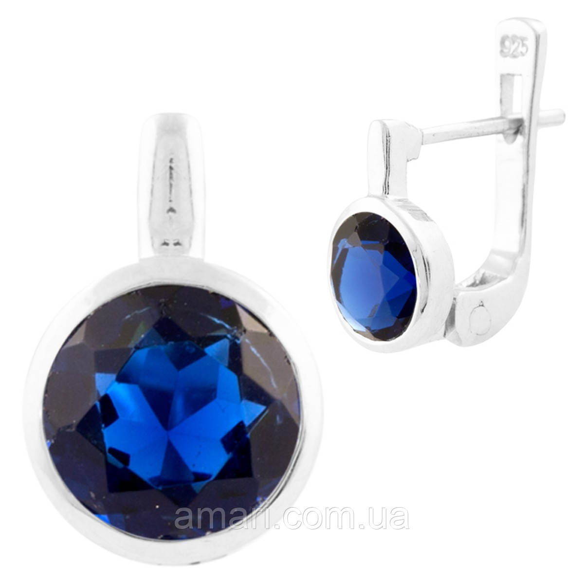 Срібні сережки Komilfo із сапфіром nano 1.275ct (1509777)