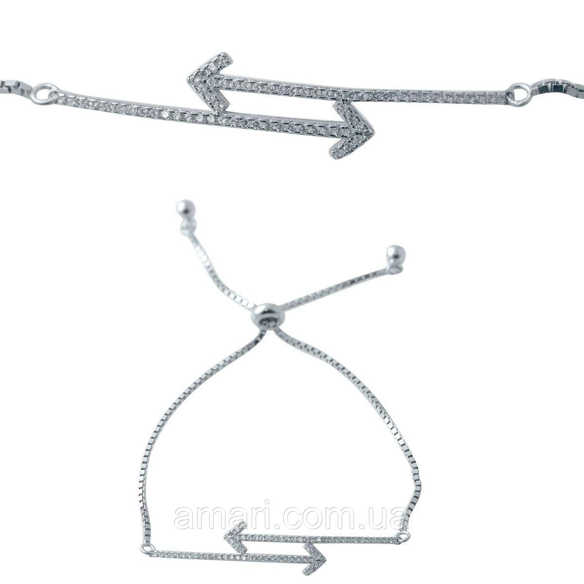 Срібний браслет Komilfo з фіанітами, вага виробу 3,1 гр (2038290) adjustable розмір
