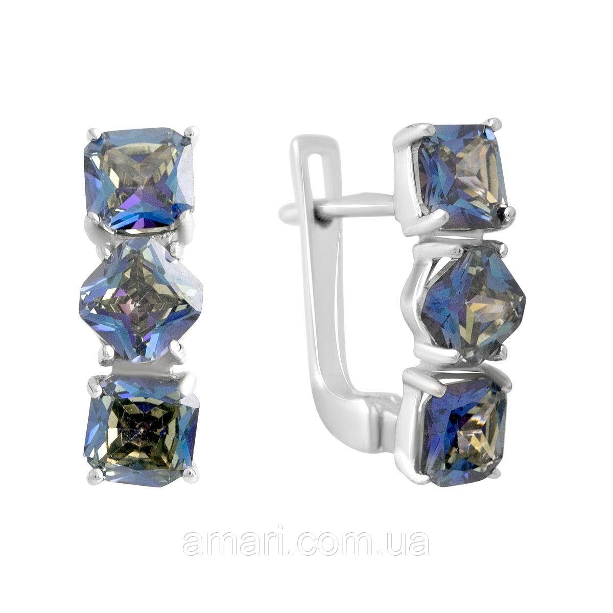 Срібні сережки Komilfo з містик топазом 5.787ct (2141266)