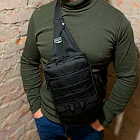 Сумка слинг мужская, сумка тактическая через плечо из кордуры, черная